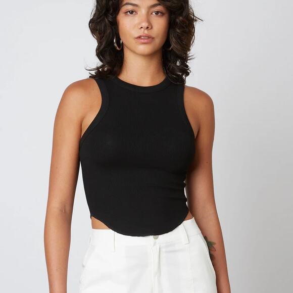 Black Ribbed Racer Back Tank - Picture 1 of 2